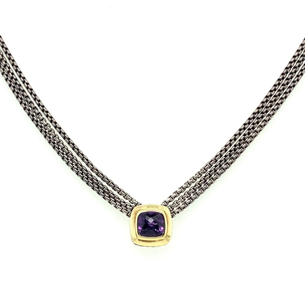 David Yurman Two-Tone Amethyst Albion Multistrand Pendant Pendant Necklace